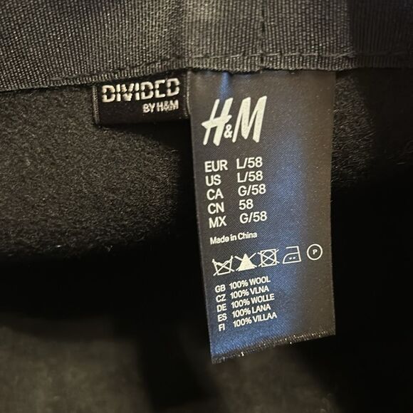 H&M Black Felted Wool Fedora Hat Size Large/58 Ribbon Band Chic - Picture 6 of 8